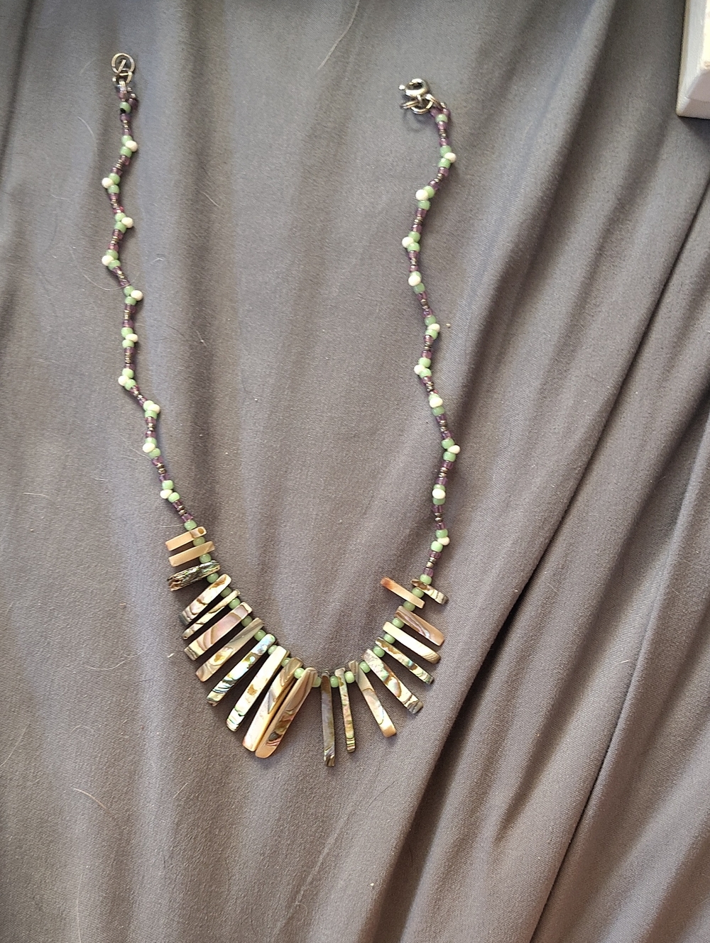 Green and Brown Layered Bar Beaded Necklace